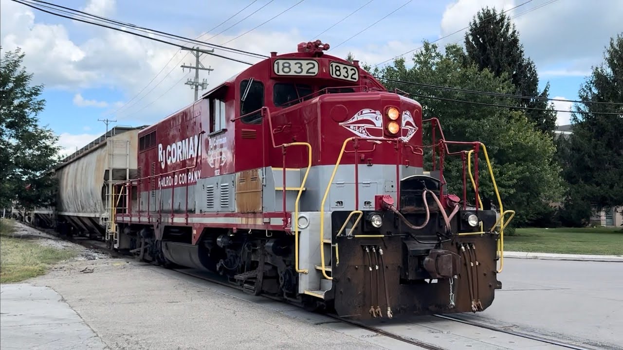 RJ Corman pulls two trains through Greenville, Ohio on the old Pennsy and New York Central lines!