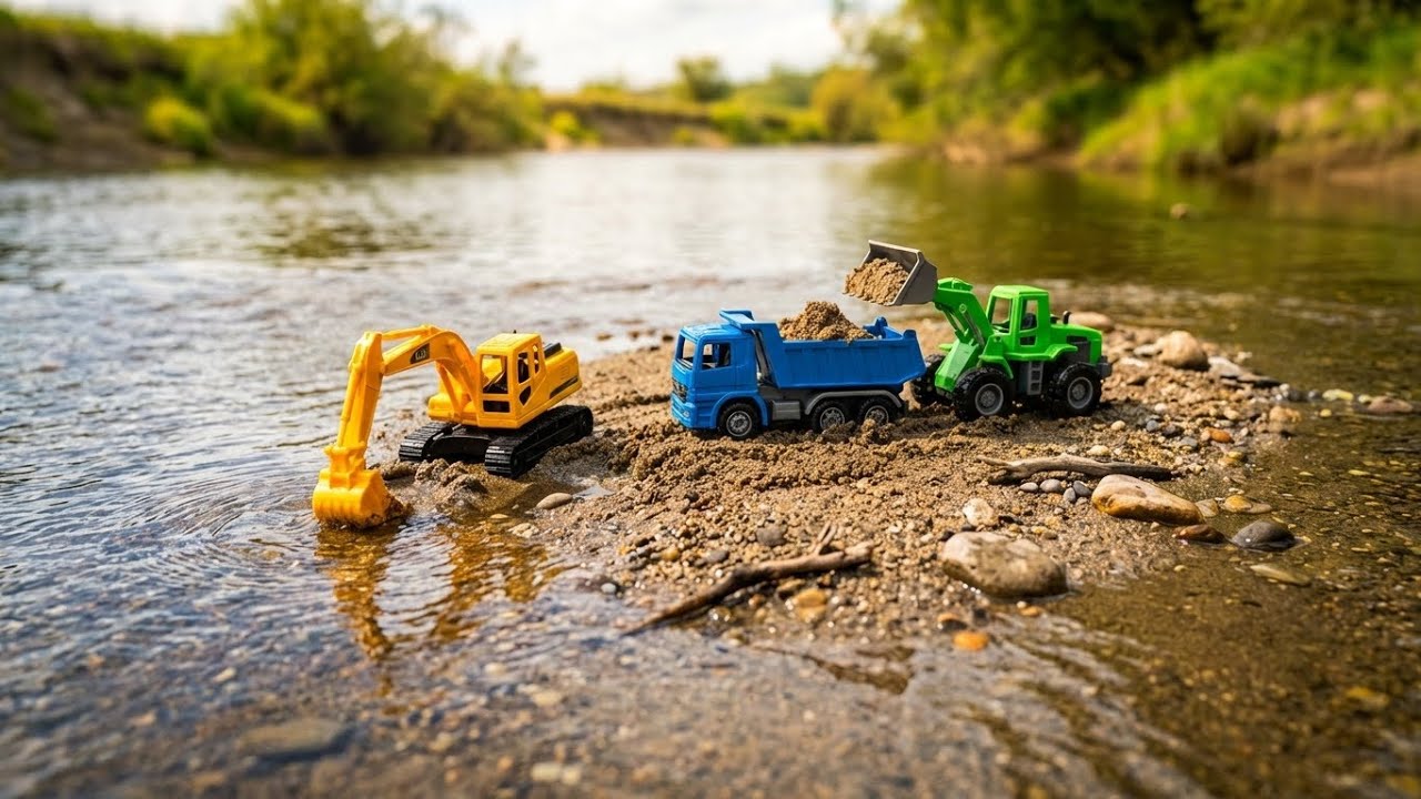 Mini Construction Vehicles Build a Road | Satisfying Toy Construction for Kids 🏗️