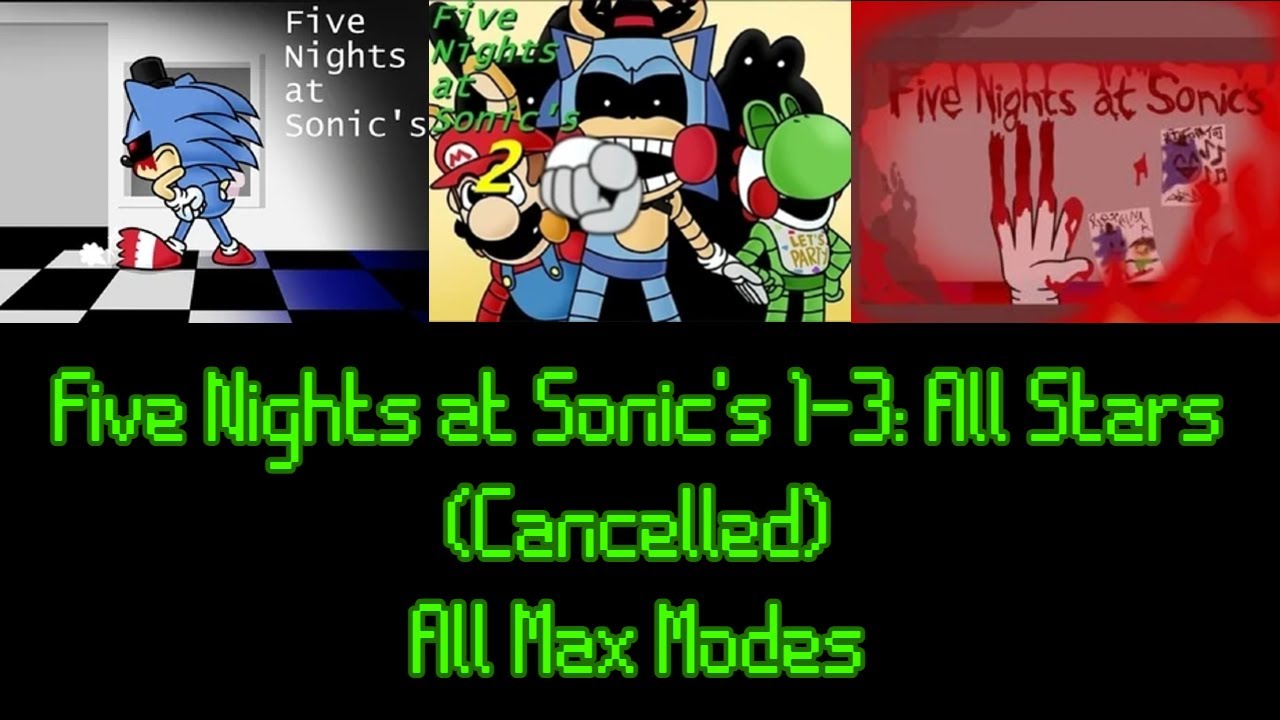 Five Nights at Sonic's 1-3: All Stars (Cancelled) - All Max Modes Complete.
