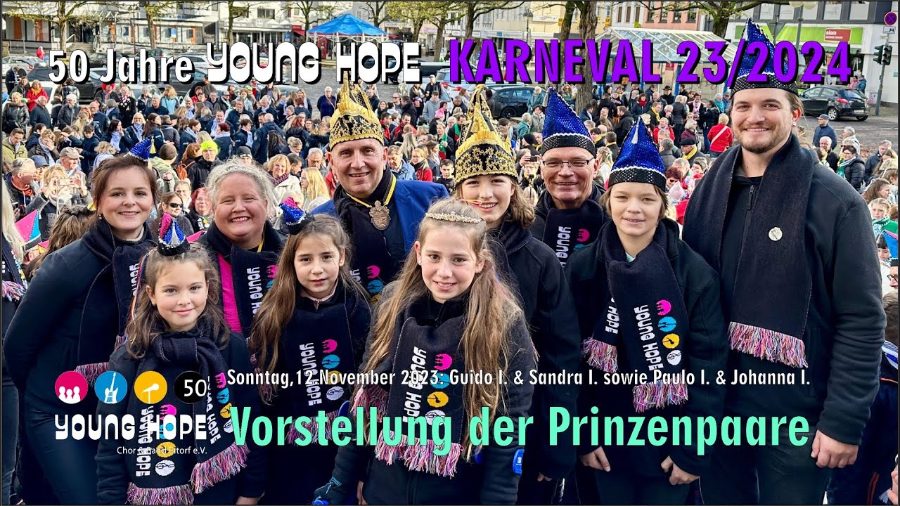 2023 Vorstellung der beiden Eitorfer YOUNG HOPE-Prinzenpaare am Rathaus durch den Festausschuss