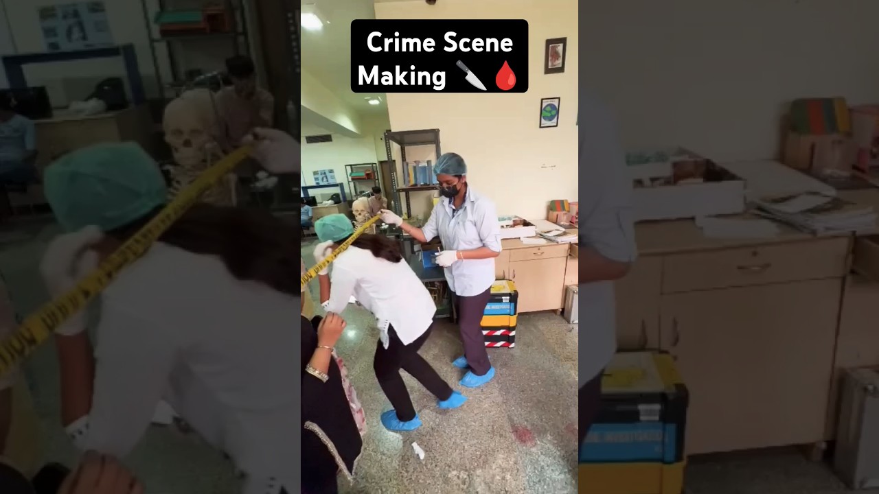 Crime Scene Making at Forensic Lab in our college. #forensic #college #crimescene #viralshorts #krmu