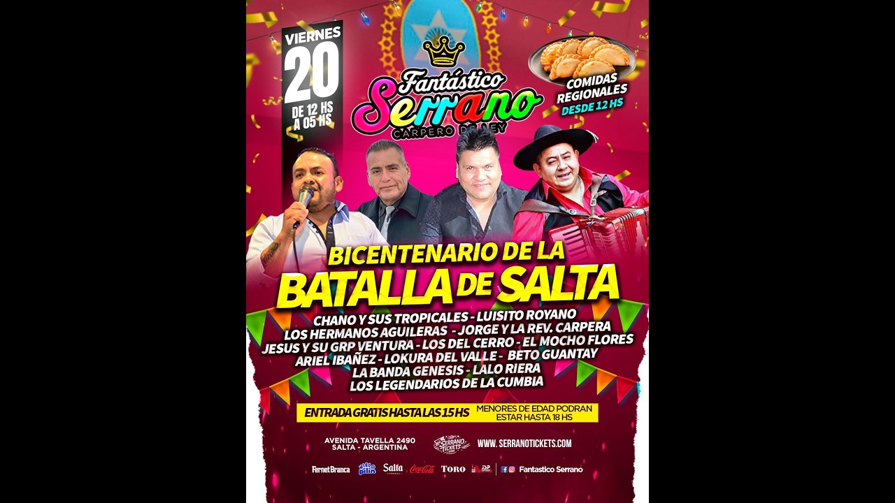 Gran baile de la Batalla de Salta en Fantástico Serrano - vier 20 Feb. 2026