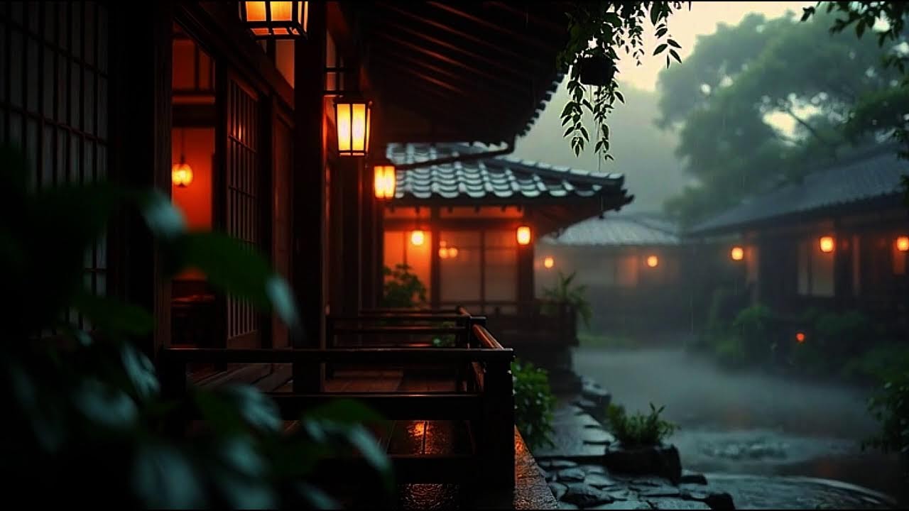 LIVE 24/7 Japanese Rain Night ASMR  • Zen Rain Atmosphere  Untuk Tidur   LIVE  Rainy Japanese Villag