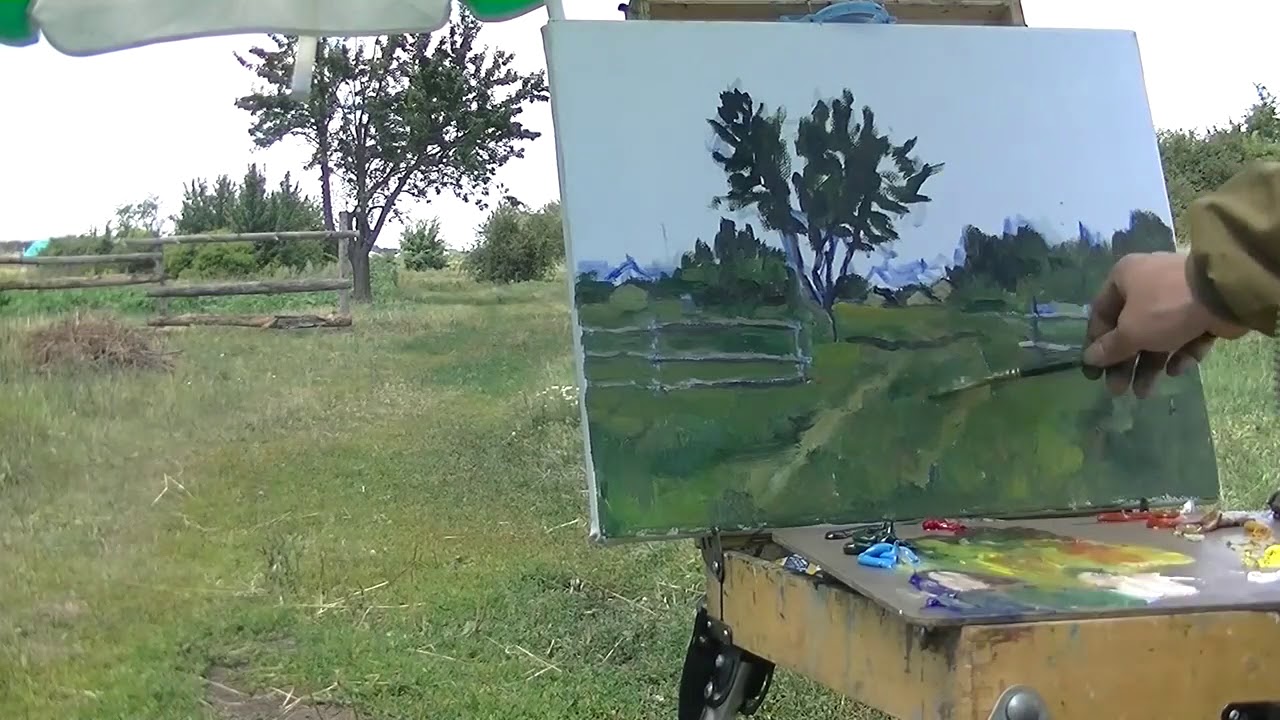 Сельский полдень. Пленэр. Живопись маслом