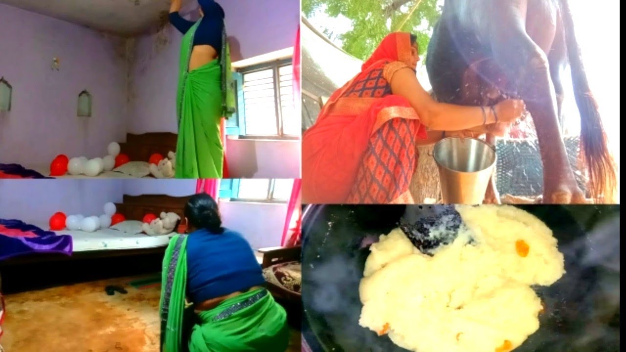 village style buffalo milking by hand #floorcleaning