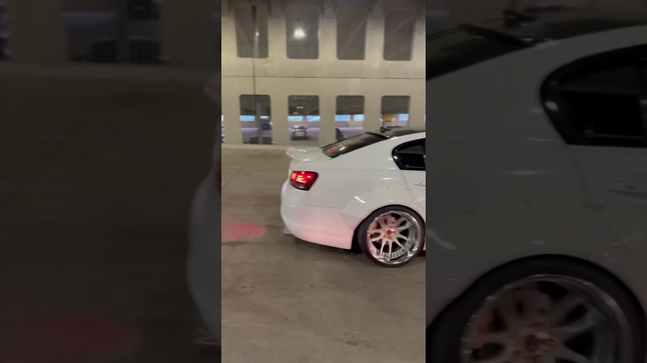 Stanced Cars Leaving Parking Garage Meet