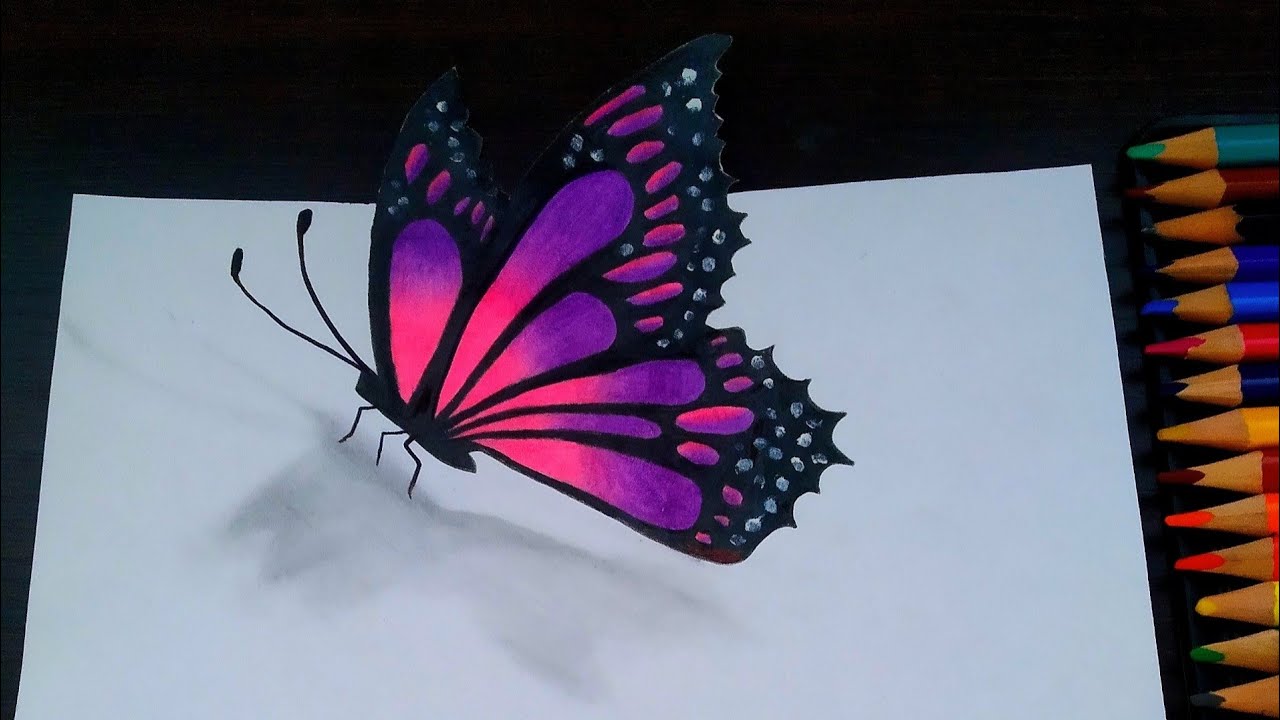 How to draw a 3D Butterfly easily Step by Step | Tutorial