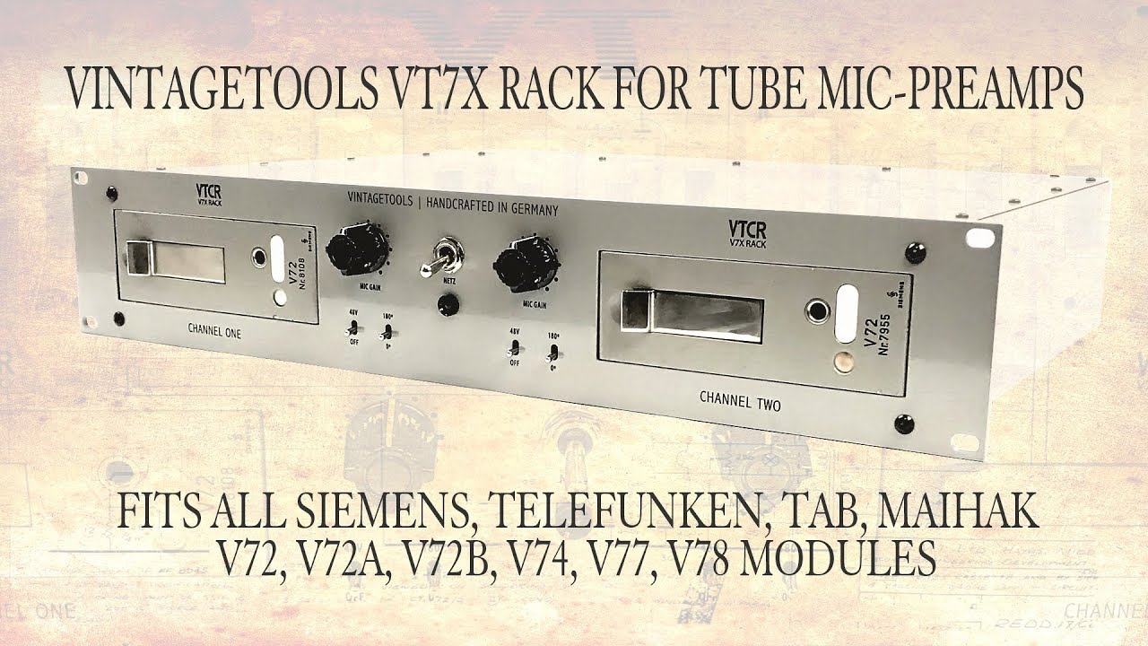 Vintagetools VT7X Rack for TAB, Siemens, Telefunken or Maihak  V72 and other tube mic preamps