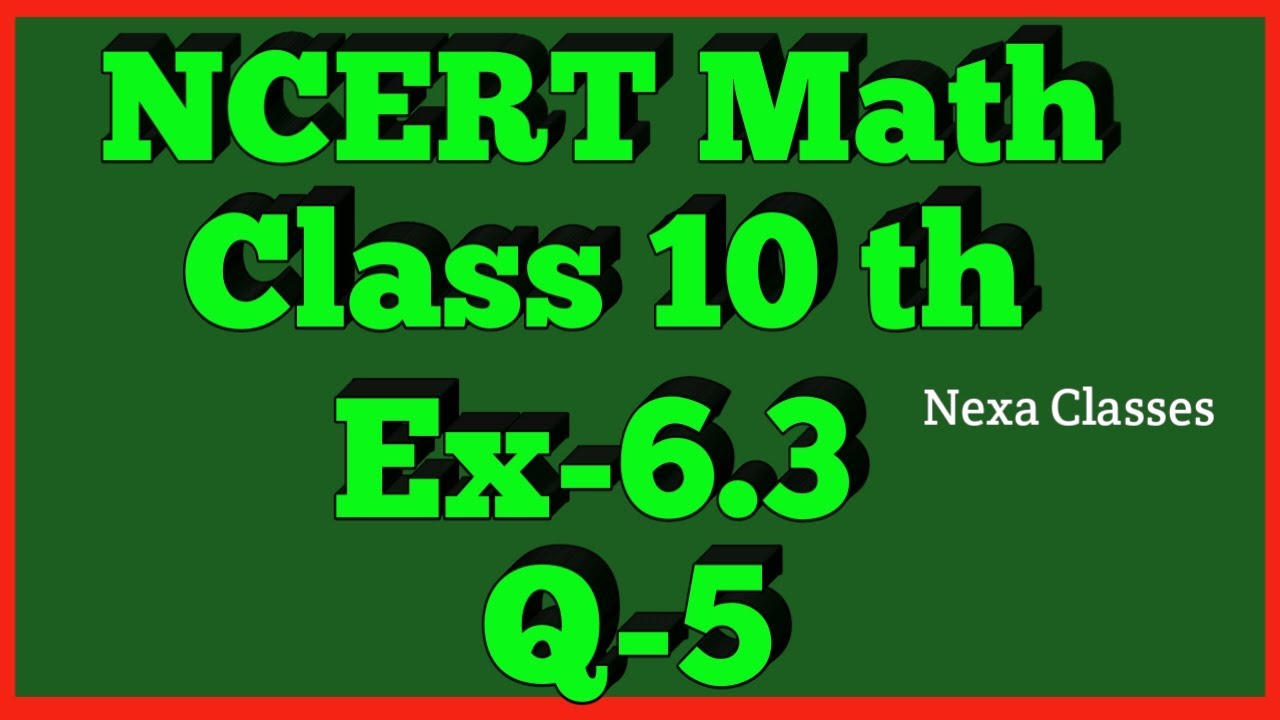 Triangles | Chapter6 Ex 6.3 Q 5 class 10 | NCERT | Math Class 10th