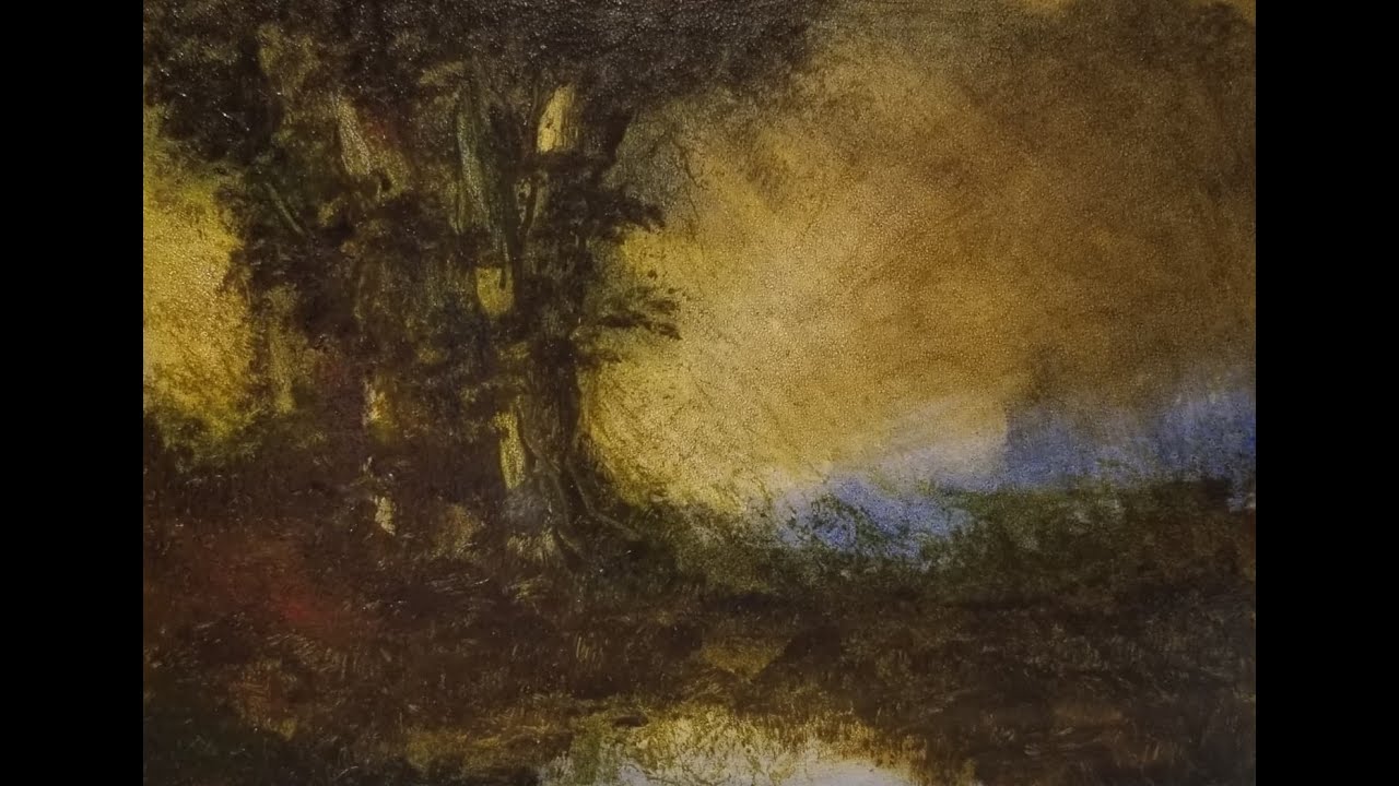 300) Oil Painting Experiments in Tonalism Glazing with Ultramarine and Galkyd Wiping back with Towel