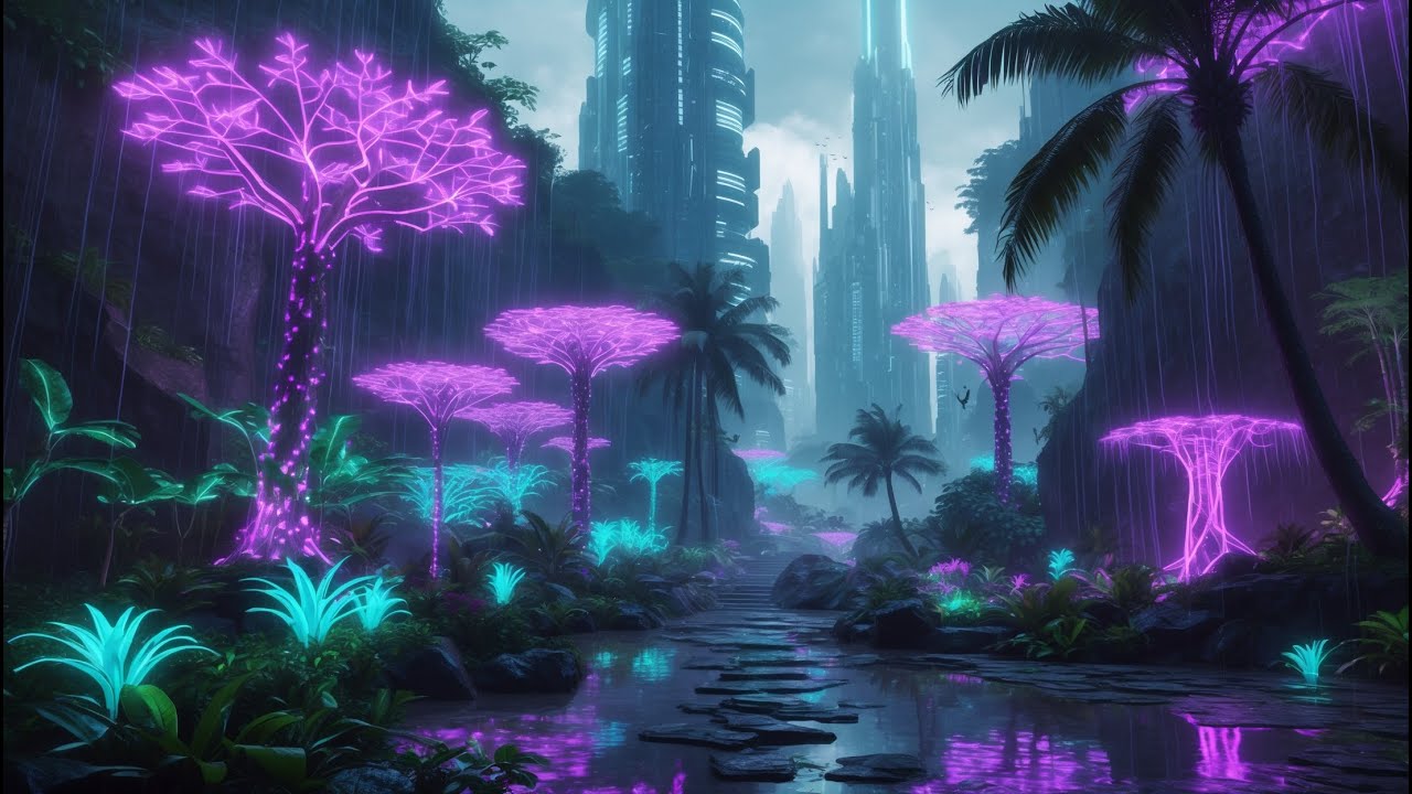 🌃 Neon Jungle City: 2 Hours Liquid Drum and Bass Mix 🌿 Cyberpunk High Energy Beats 🎧