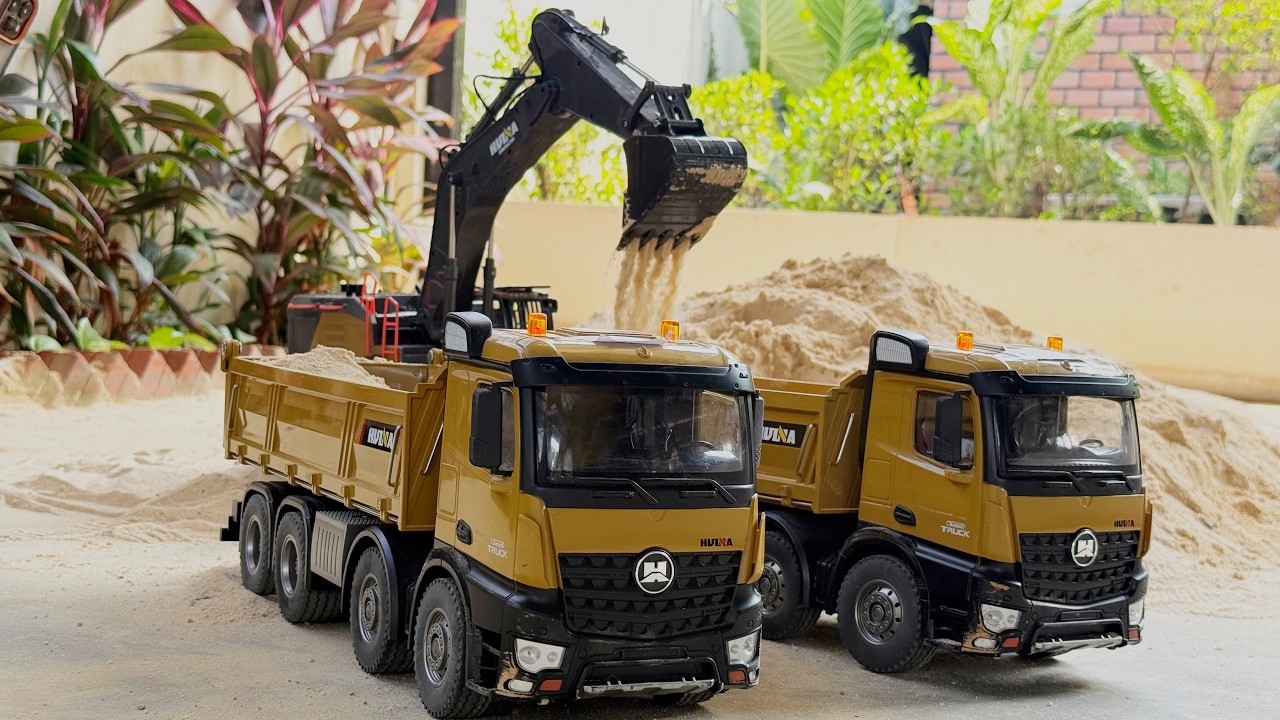 Realistic RC Dump Trucks & Excavator Loading Sand | Mini RC Construction Trucks at Work