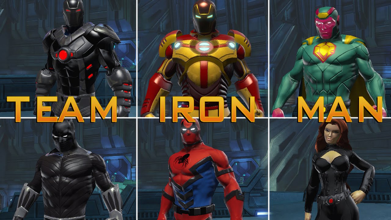 [DCUO] (Civil War) Team Iron Man / iron man,black panther,vision,war machine,spider man,black widow