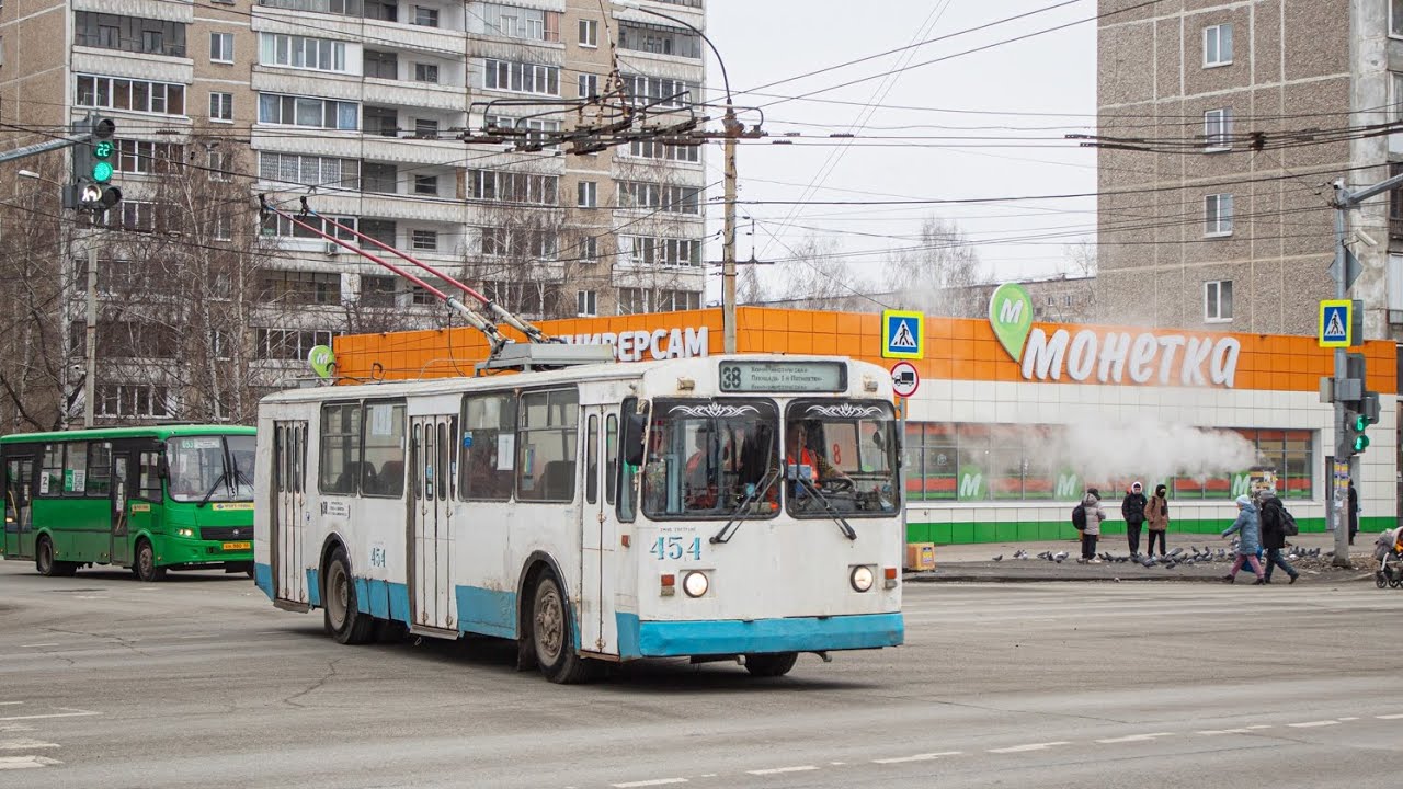 Поездка на троллейбусе ЗиУ-682Г-016(012) | номер 454 | маршрут 38 | Екатеринбург 