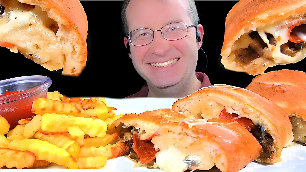 ASMR CHEESY STROMBOLI MUKBANG EATING SOUNDS