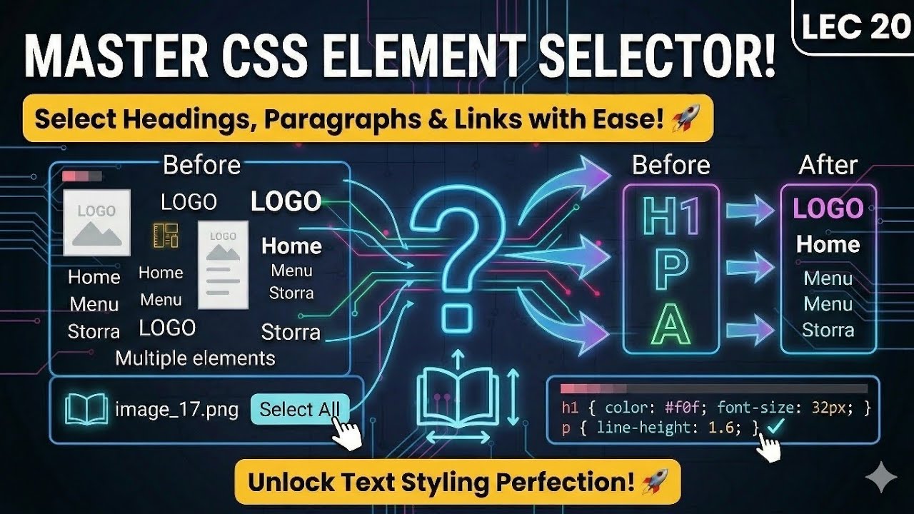 CSS Element Selector in Hindi | Select Headings, Paragraphs & Links | Mission BTech | Lec 20