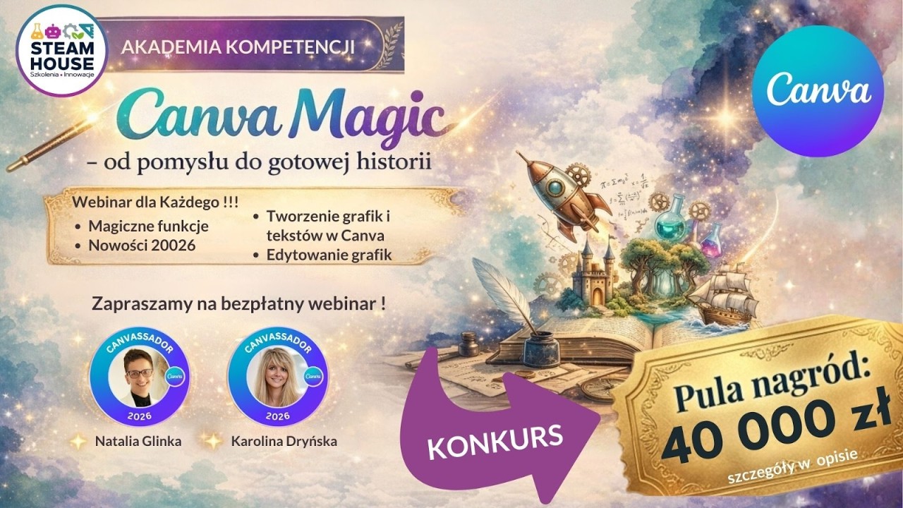 Akademia Kompetencji STEAM HOUSE  Canva Magic od pomysłu po magię w Canva