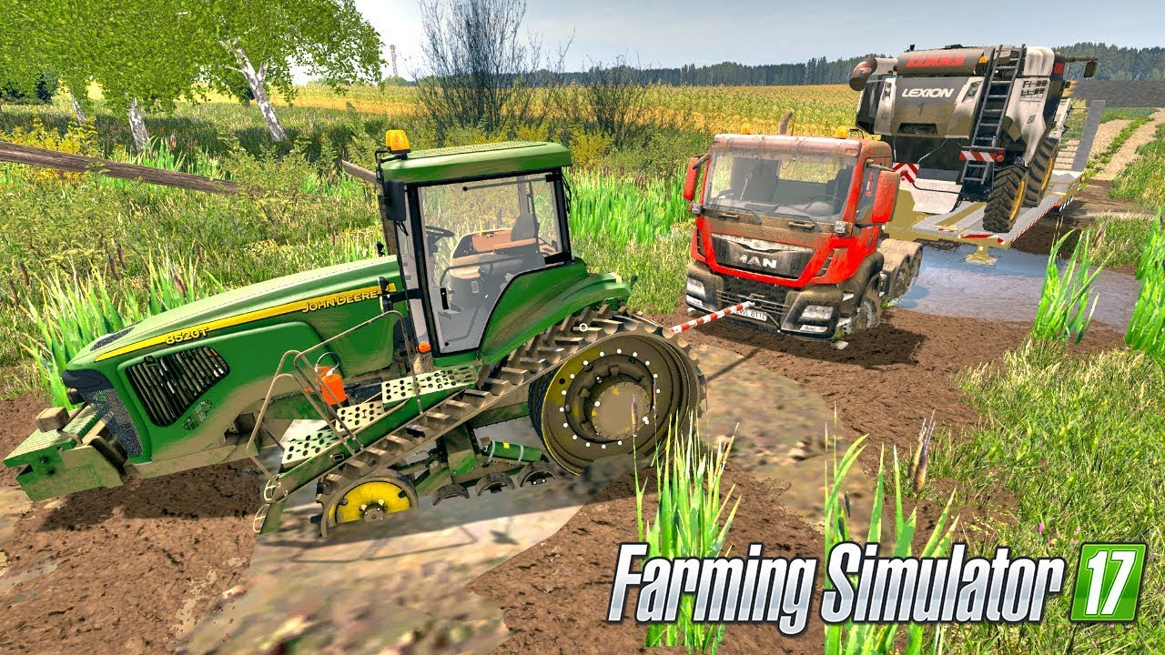 Delivery Truck with New Combine Stuck in Mud - Farming Simulator 2017 | FS 2017 Mods LS17