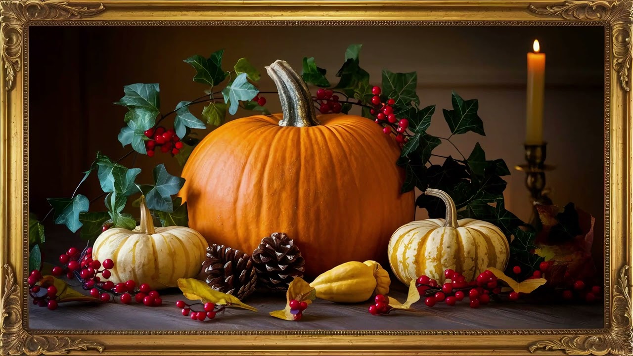 4K Autumn Pumpkin Still Life | Cozy Fall Art for Frame TV | Relaxing Nature Screensaver