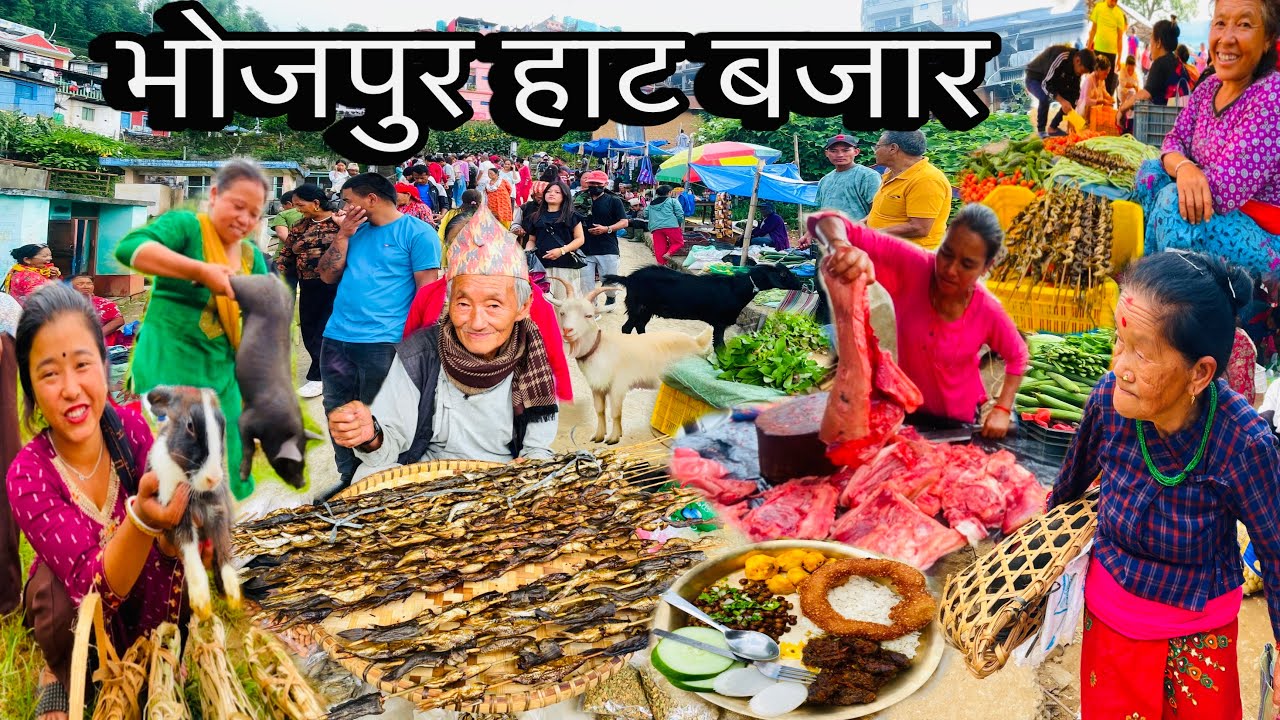 BHOJPUR HAT BAZAR VOJPUR🇳🇵कांसको सीलमा ऊनेको लोकल असला,बुदुना,कत्ले माछा देखी बोकाई बोका पाईने बजार🐐