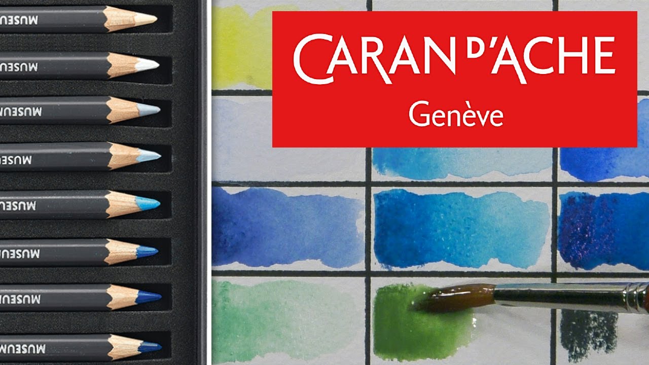 Unbox and Swatch - Caran d'Ache Museum Aquarelle Water Soluble Pencil Marine Set of 20