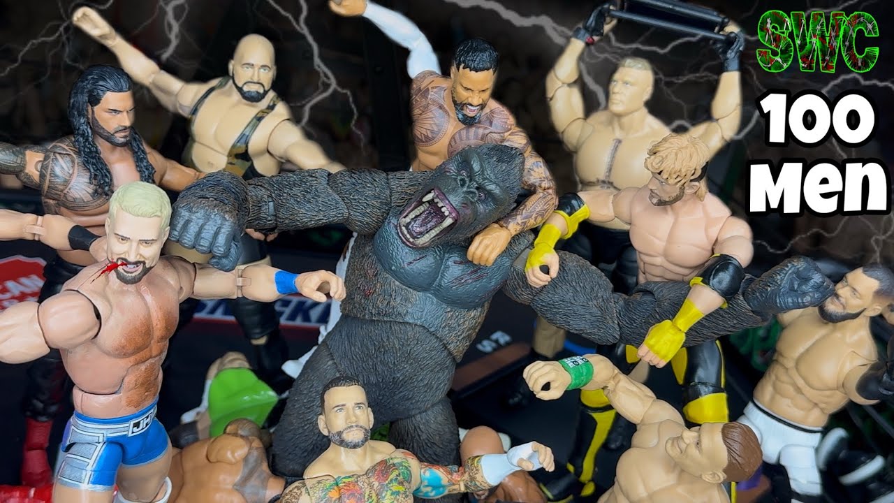 100 человек против 1 гориллы | Королевская битва WWE: матч с фигурками!