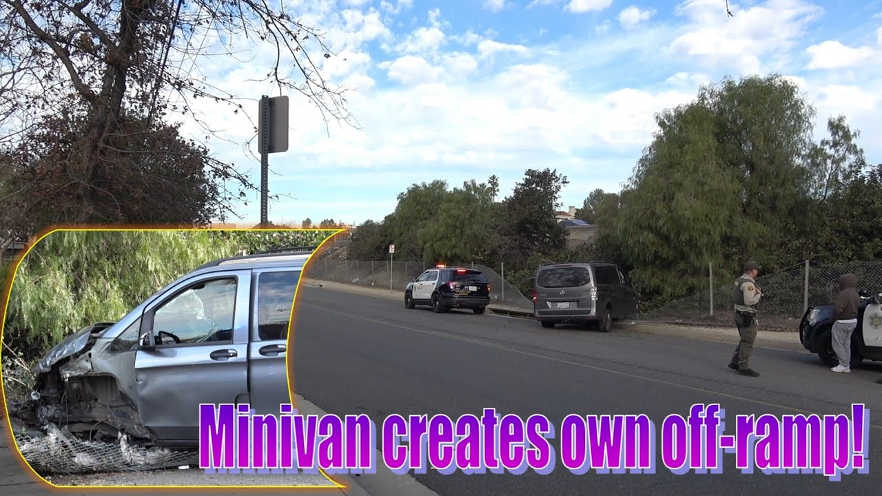 Minivan goes off 101 Freeway and down embankment in Agoura Hills. CHP and Sheriff respond.