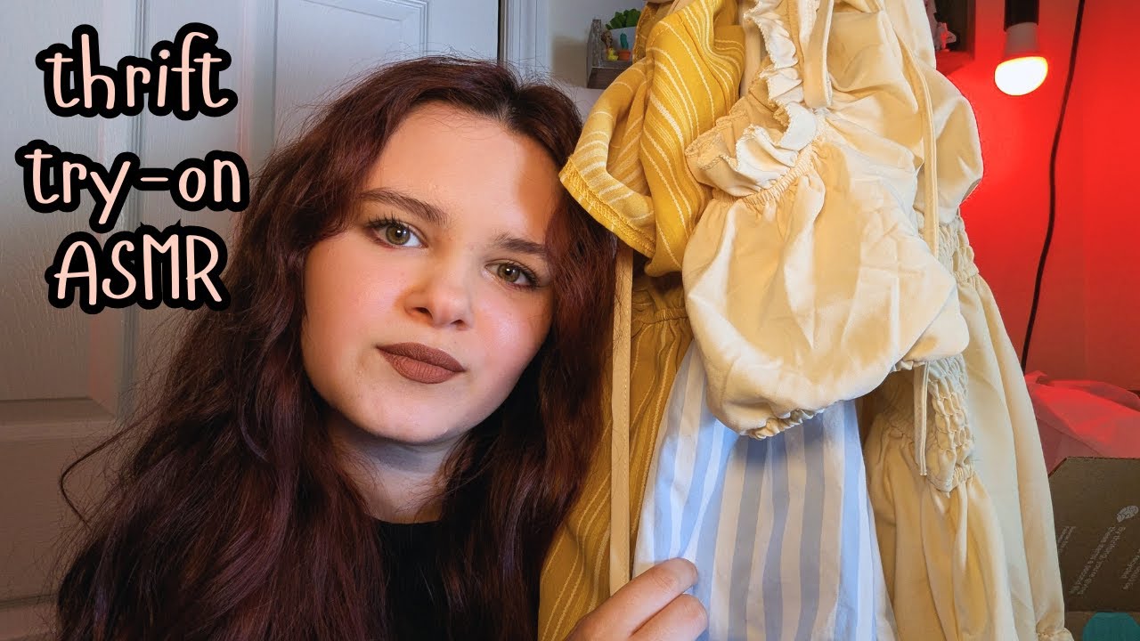 trying on thrifted dresses ASMR haul 👗