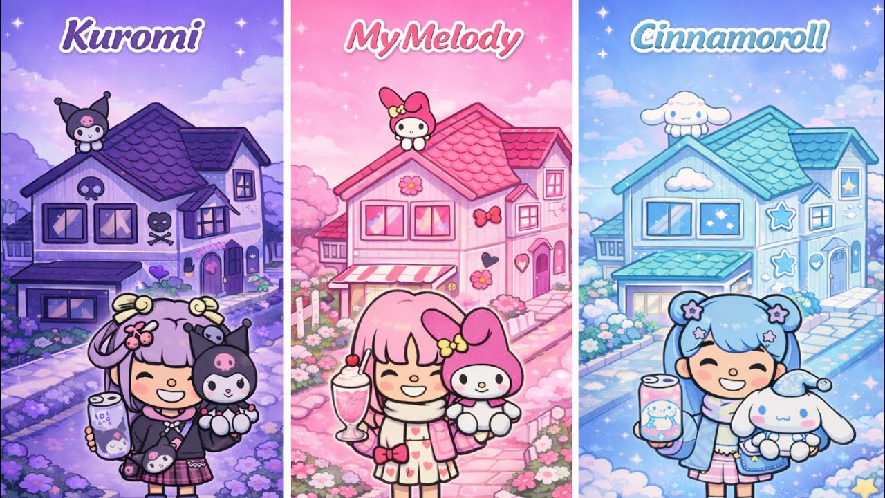 Проект семейного дома Toca Boca | Kuromi💜 против My Melody💗 против Cinnamoroll 🩵 Toca Boca [ Милы...