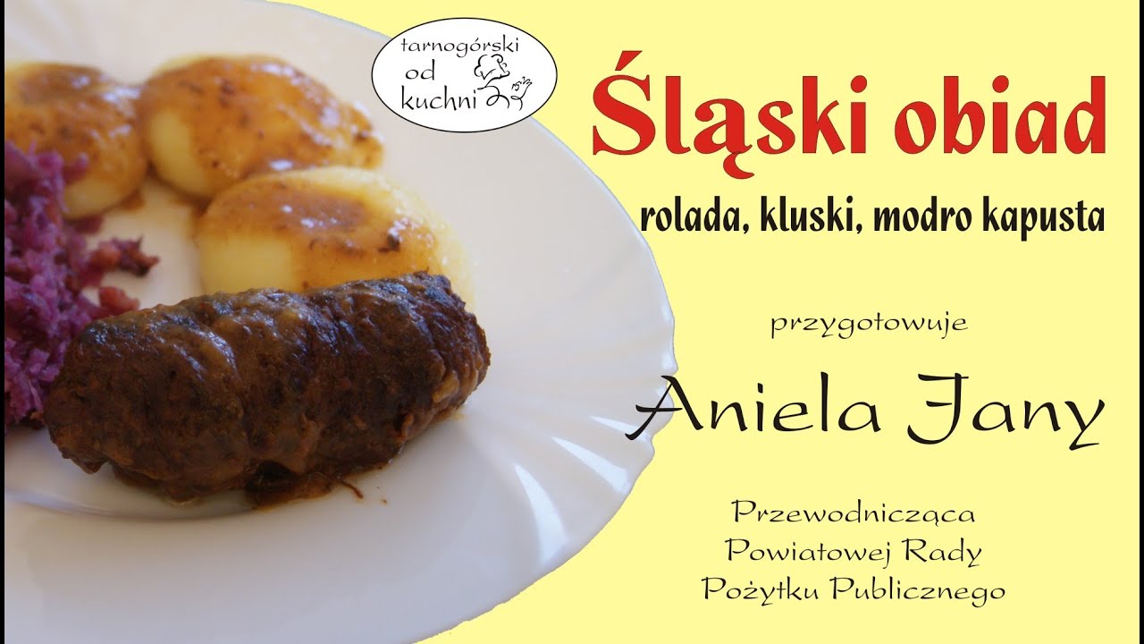 Śląski obiad - rolada, kluski, modra kapusta