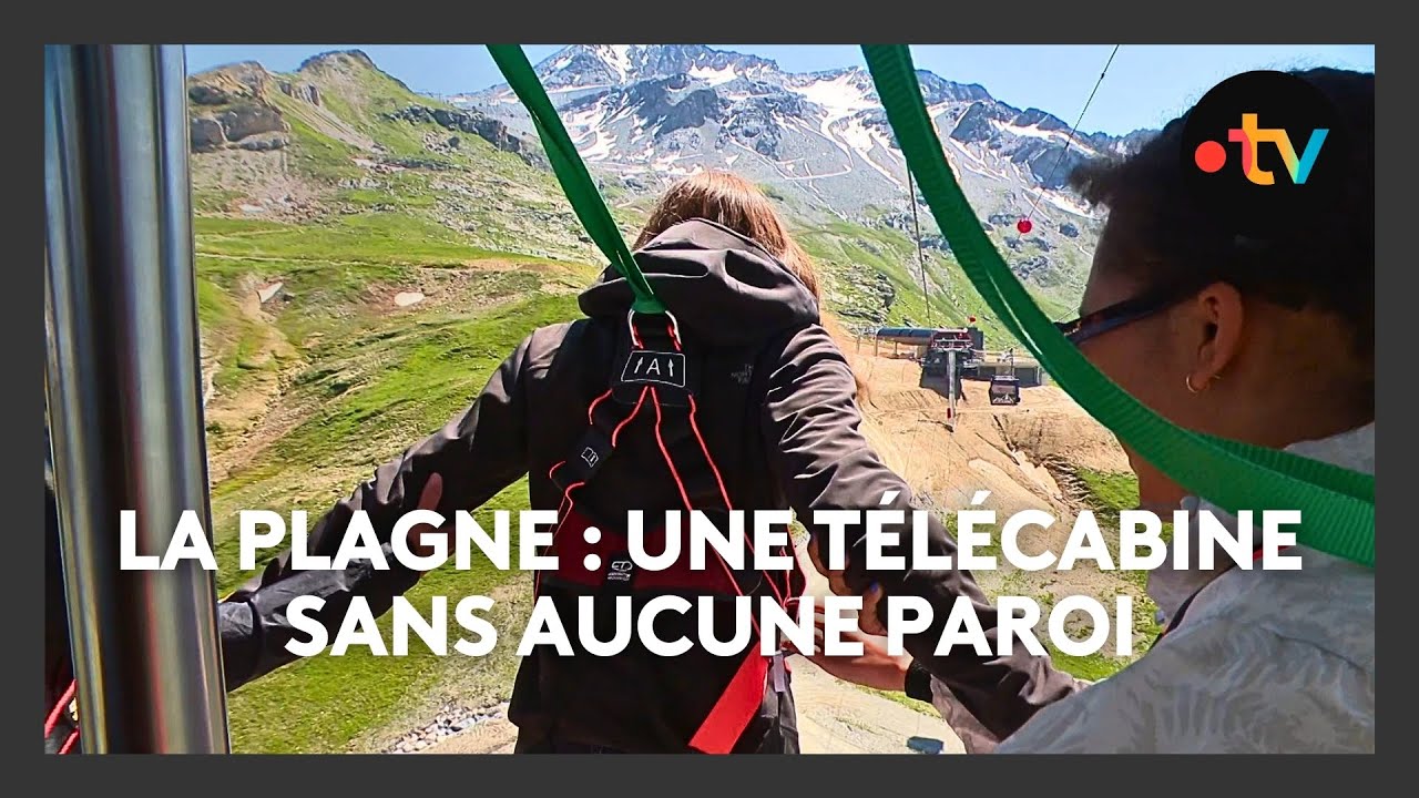 Une t&eacute;l&eacute;cabine &agrave; l'air libre inaugur&eacute;e &agrave; La Plagne en Savoie