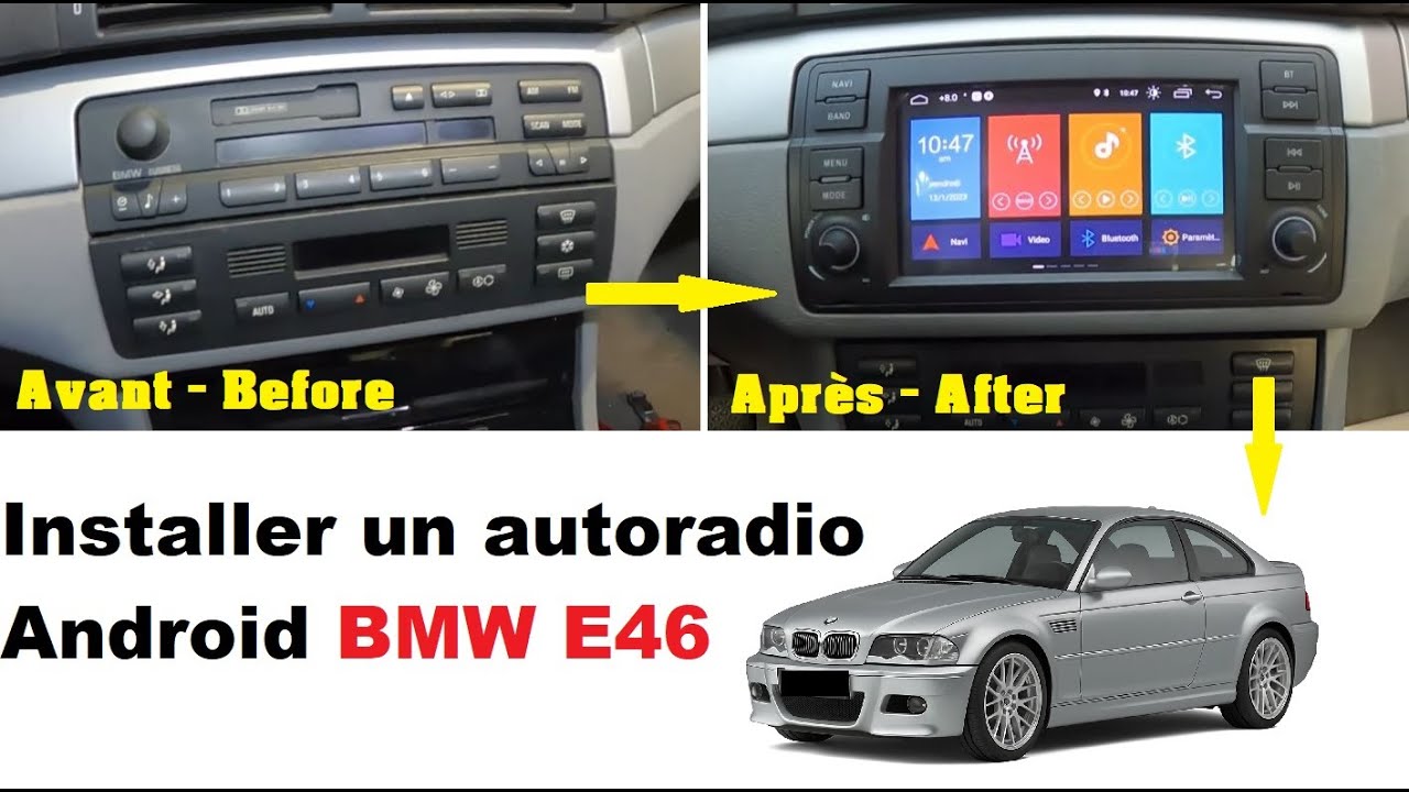 Установить двухдиновую автомагнитолу BMW E46.