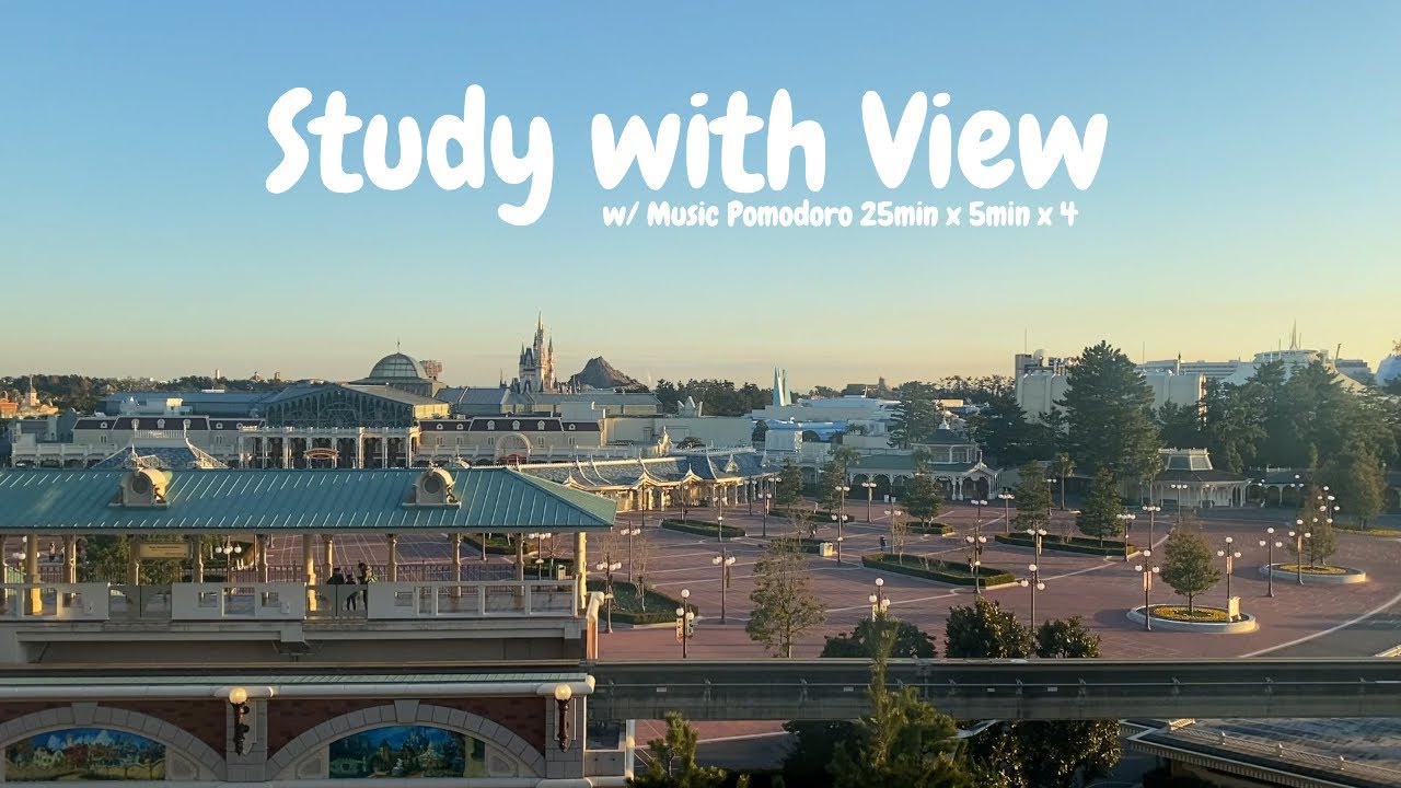 ２-HOUR STUDY WITH ME🌦️ / calm Lo-fi / Disney at sunset / with countdown+alarm