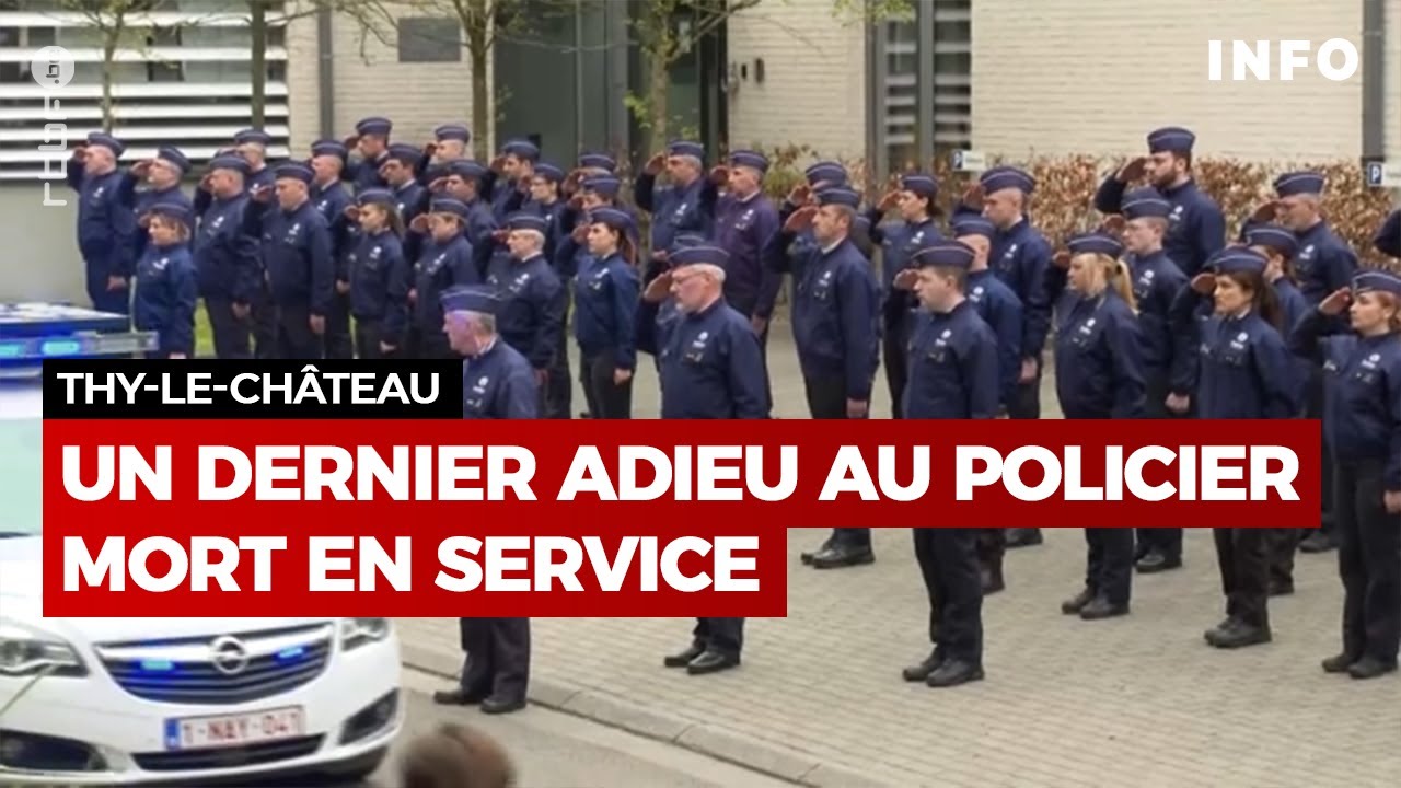 Forte émotion lors des funérailles du policier mort dans une course poursuite à Couillet - RTBF Info