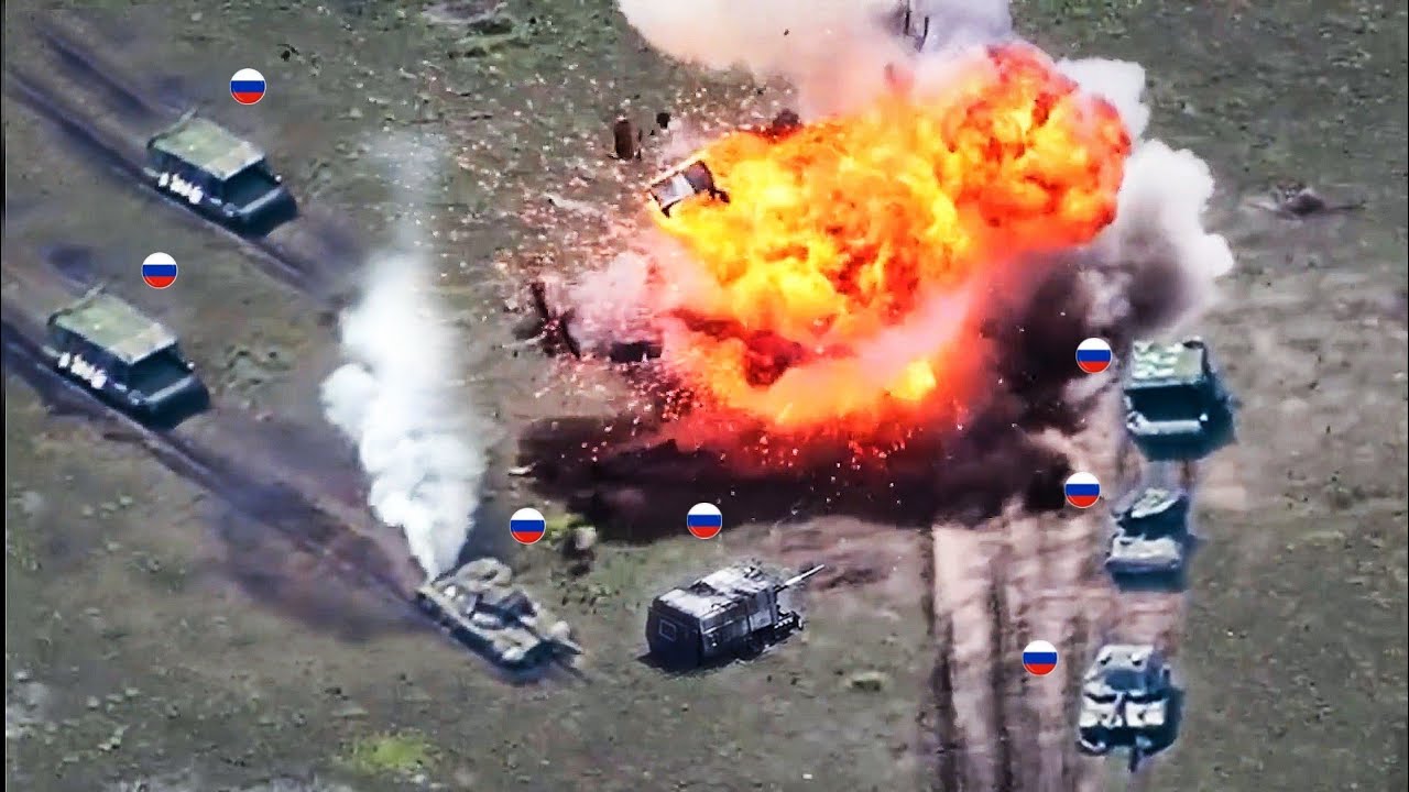 Again! Ukrainian ace FPV drone pilot destroys Monster Russian turtle tank Column