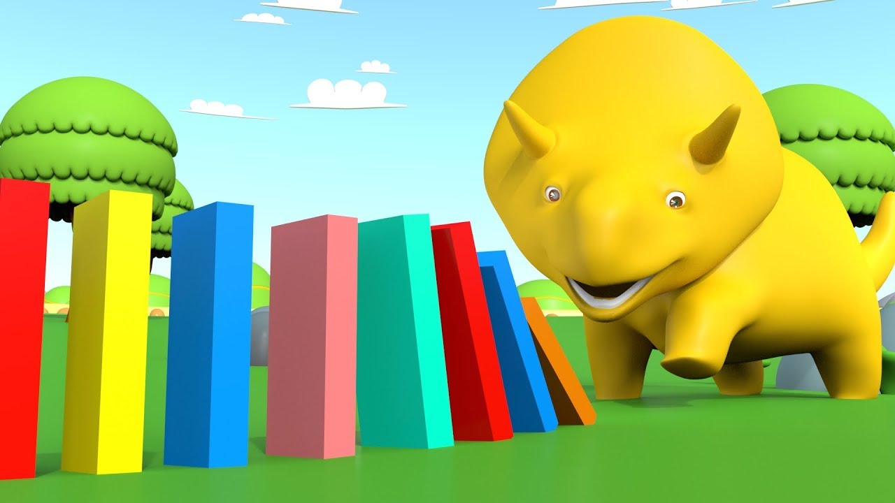 LEARN COLORS AND LETTERS - Dino Plays Dominos - Learn with Dino the Dinosaurs 👶 Educational Cartoon