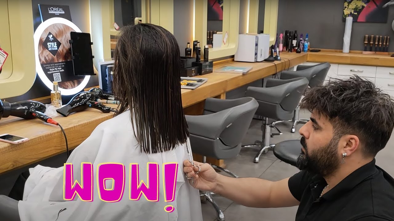 ASMR HAIRCUT AND HAIR COLORING / REAL BARBER SOUND / HAIRSTYLE FOR GIRL
