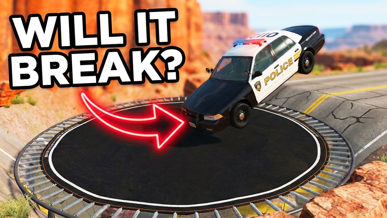 Cars vs Trampoline - Beamng Drive