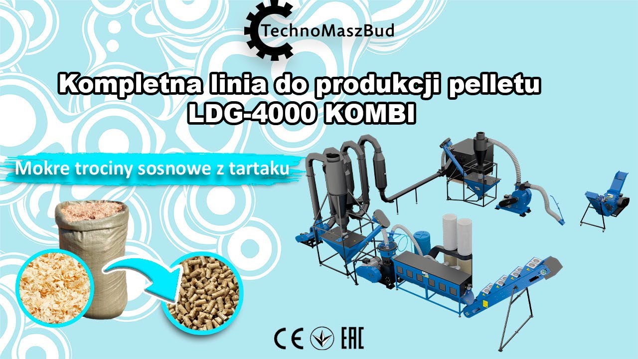 Peletowanie mokrych trocin z tartaku | Kompletna linia do produkcji pelletu LDG-4000 KOMBI