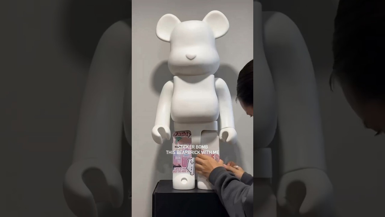 Stickerbombing a bearbrick&hellip; what next?👀 #sticker #stickers #stickerbombing #stickerbomb #bearbricks