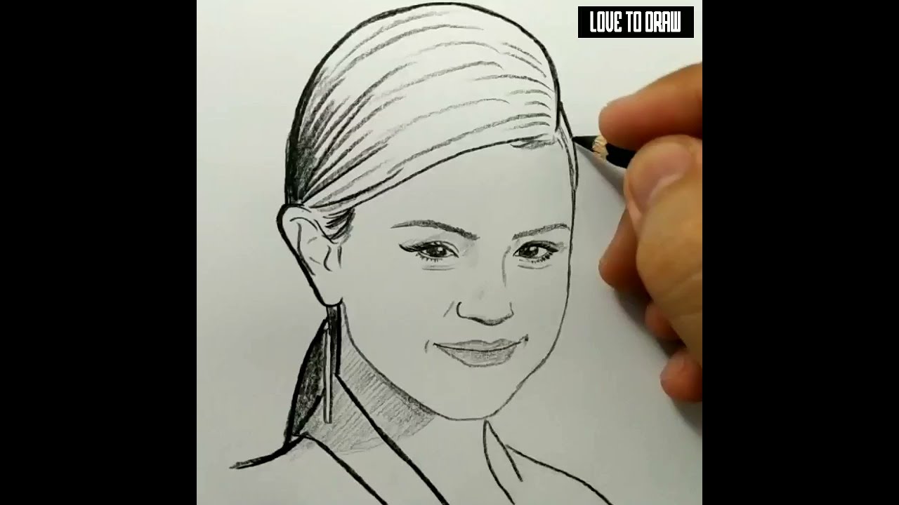 VERY EASY , how to draw selena gomez / learn drawing tutorial