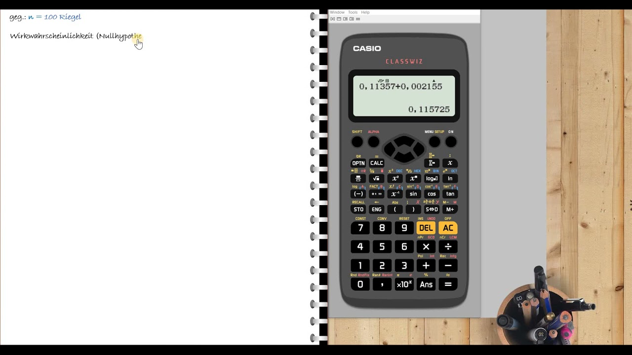 Lösungsvideo_zweiseitiger Signifikanztest (CASIO fx-87DE)