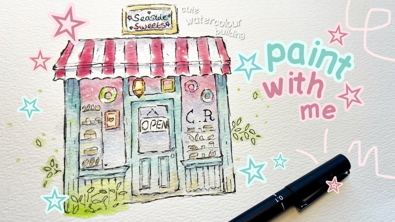 painting another cute watercolour building ☆