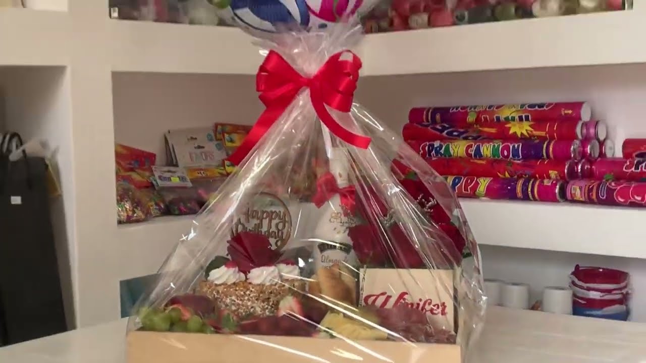 Como envolver una bandeja / envoltura de canasta/ desayuno personalizado / papel transparente