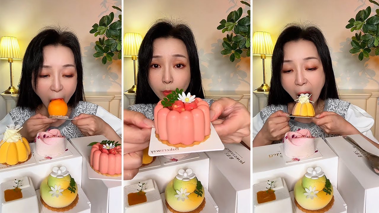 Satisfying Cake Eating ASMR With Soft Creamy Bites | No Talking Mukbang