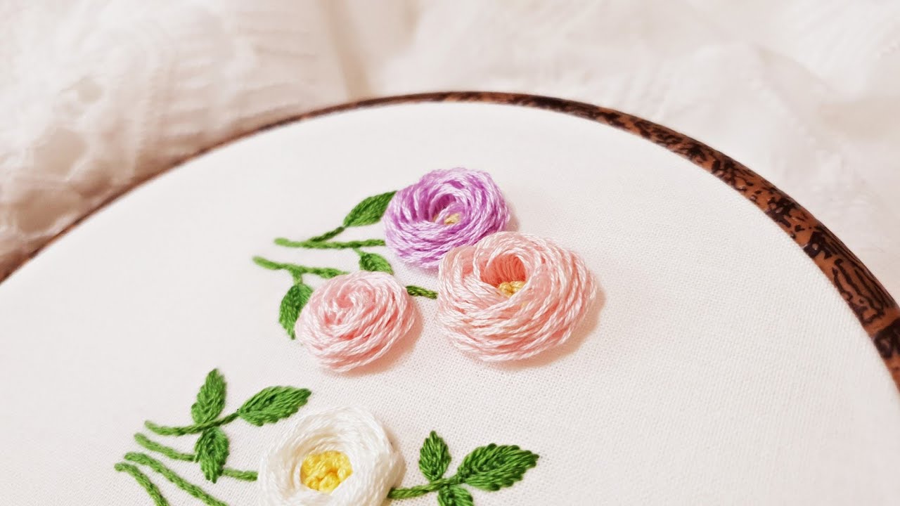 [프랑스자수] 세가지 유형의 꽃자수 /  flower embroidery/ free pattern