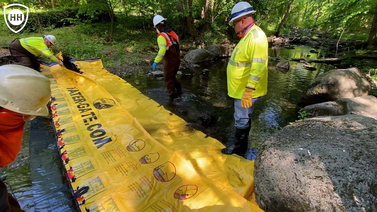 Water-Gate&trade; Instant Coffer Dam for Dredging a Canal