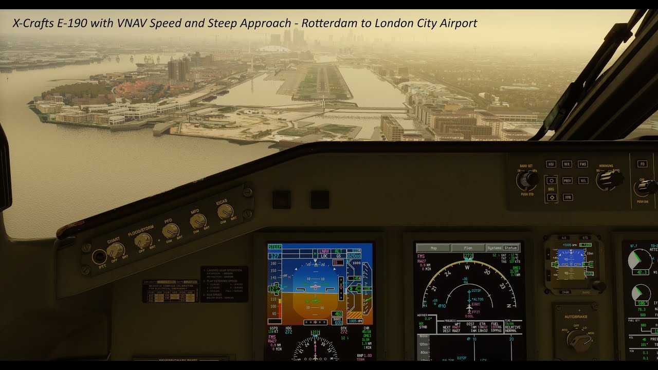 X-Crafts E190 with VNAV Speed and Steep Approach