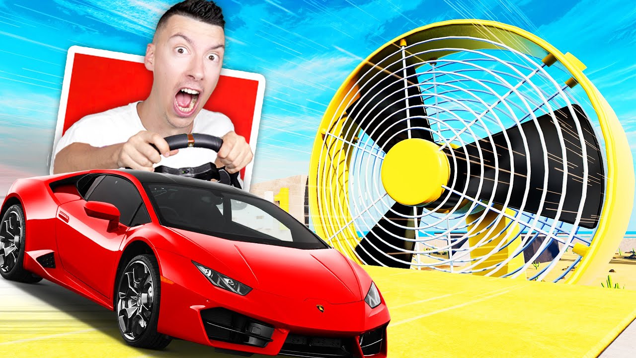 Test de VOITURES RAPIDES vs VENTILATEURS GÉANTS dans BeamNG Drive Mods !