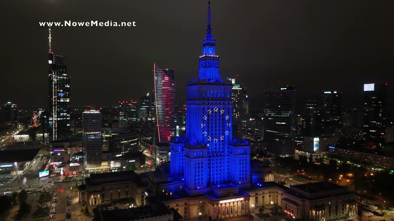 Dzień Europy 2026 Pokaz Laserowy na fasadzie PKiN 🟢 Nowe Media